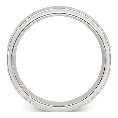 Sterling Silver 6mm Domed Beveled Wedding Band – view 3