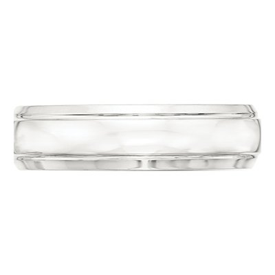 Sterling Silver 6mm Domed Beveled Wedding Band – view 4
