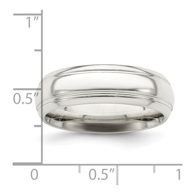 Sterling Silver 6mm Domed Beveled Wedding Band – view 6