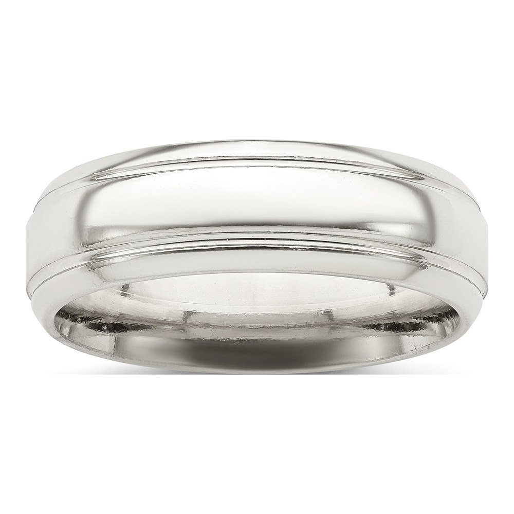 Sterling Silver 6mm Domed Beveled Wedding Band