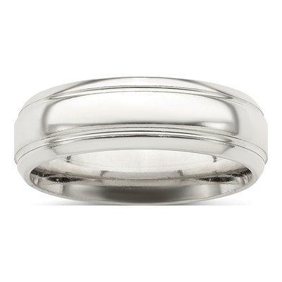 Sterling Silver 6mm Domed Beveled Wedding Band