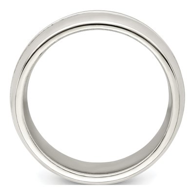 Sterling Silver 7mm Grooved Domed Wedding Band – view 3