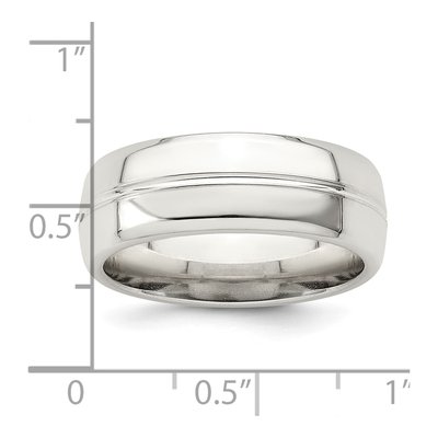 Sterling Silver 7mm Grooved Domed Wedding Band – view 6