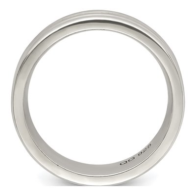 Sterling Silver 6mm Grooved Flat Wedding Band – view 3