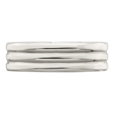 Sterling Silver 6mm Grooved Flat Wedding Band – view 5
