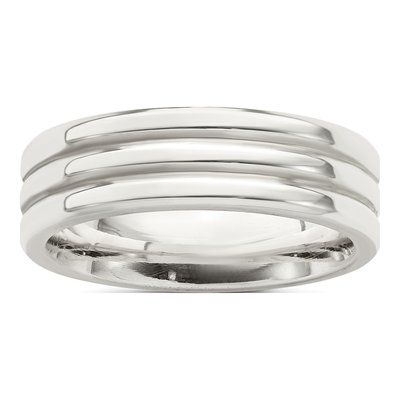 Sterling Silver 6mm Grooved Flat Wedding Band