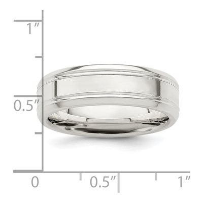 Sterling Silver 6mm Flat Beveled Edge Wedding Band – view 6