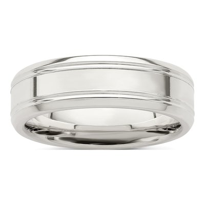 Sterling Silver 6mm Flat Beveled Edge Wedding Band