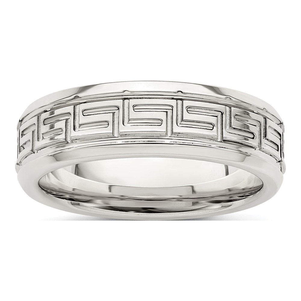 Sterling Silver 6mm Polished Fancy Band Size 6