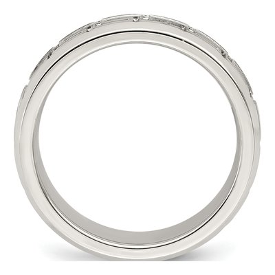 Sterling Silver 6mm Greek Key Flat Wedding Band – view 3