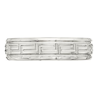 Sterling Silver 6mm Greek Key Flat Wedding Band – view 4