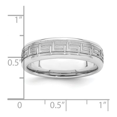 Sterling Silver 6mm Greek Key Wedding Band – view 6