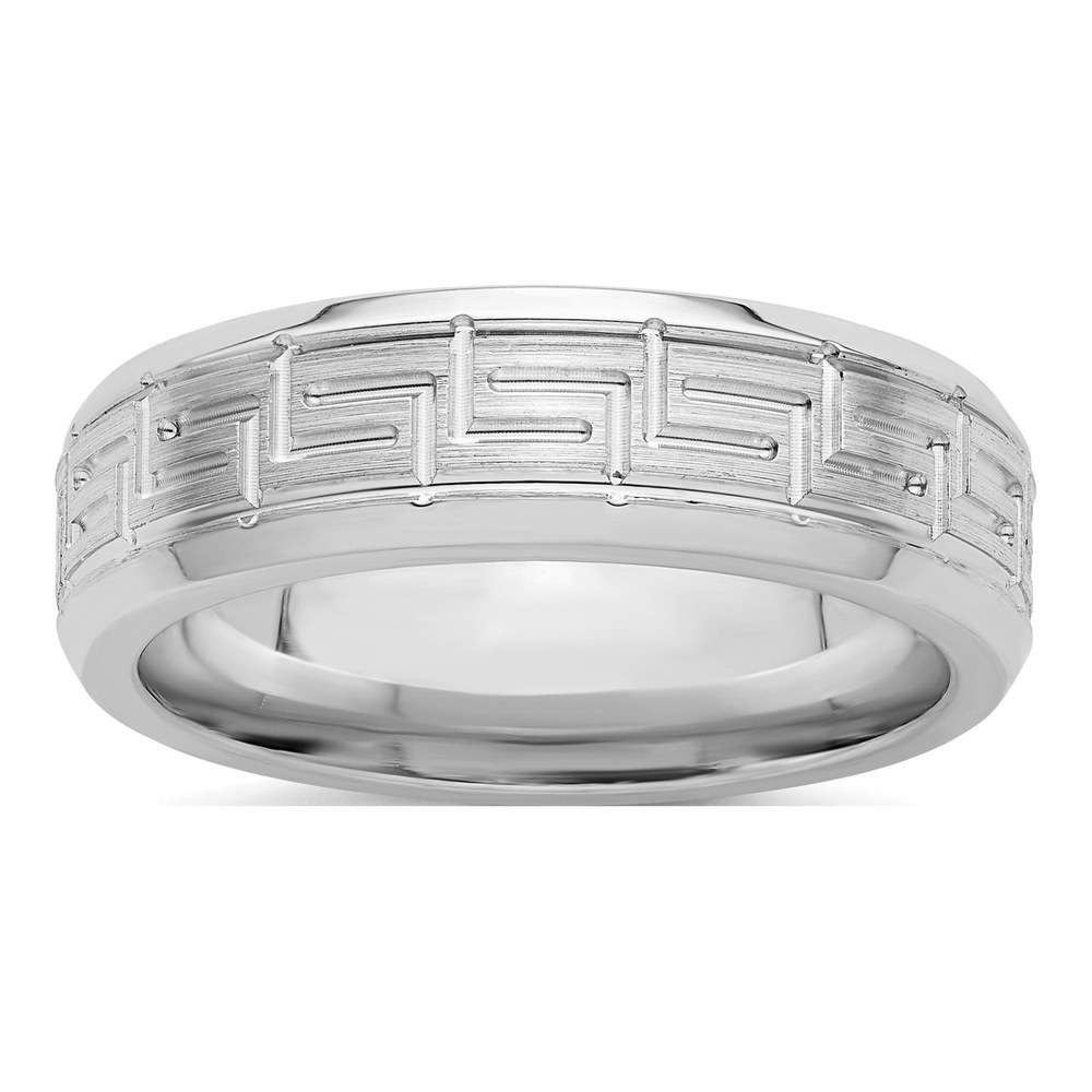 Sterling Silver 6mm Greek Key Wedding Band