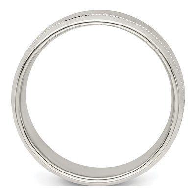 Sterling Silver 8mm Flat Milgrain Wedding Band – view 3