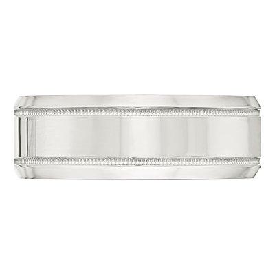 Sterling Silver 8mm Flat Milgrain Wedding Band – view 4