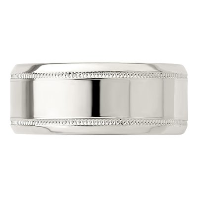 Sterling Silver 8mm Flat Milgrain Wedding Band – view 5