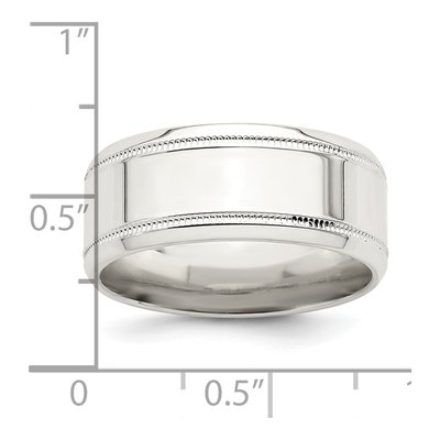 Sterling Silver 8mm Flat Milgrain Wedding Band – view 6