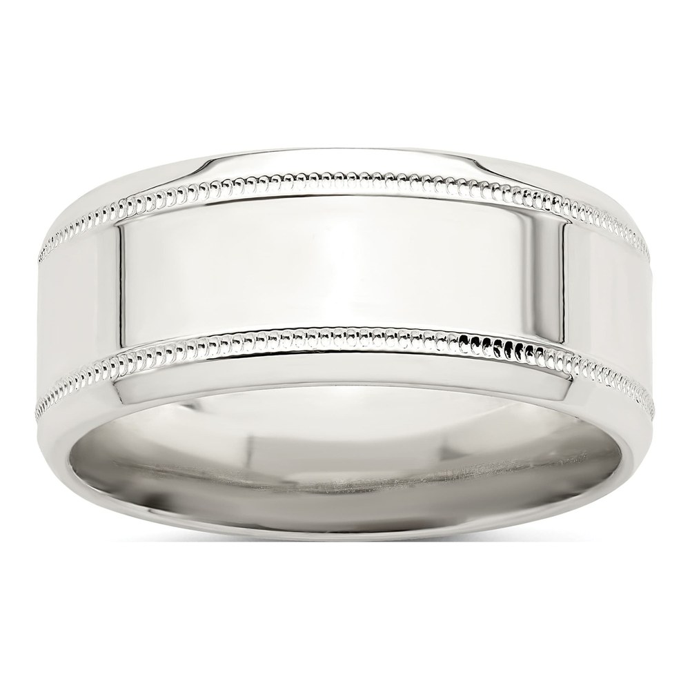 Sterling Silver 8mm Flat Milgrain Wedding Band