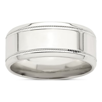 Sterling Silver 8mm Flat Milgrain Wedding Band