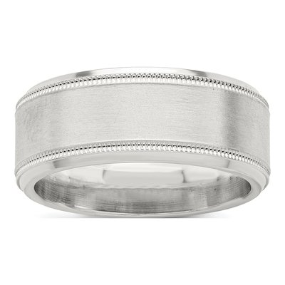 Sterling Silver 8mm Beveled Wedding Band