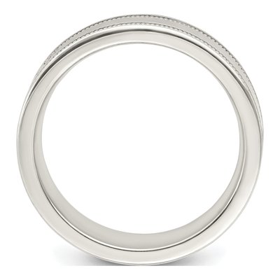 Sterling Silver 6mm Milgrain Flat Wedding Band – view 3