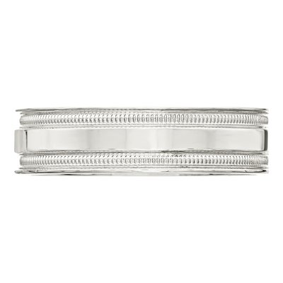 Sterling Silver 6mm Milgrain Flat Wedding Band – view 4