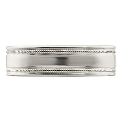 Sterling Silver 6mm Milgrain Flat Wedding Band – view 5