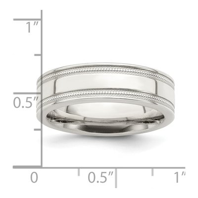 Sterling Silver 6mm Milgrain Flat Wedding Band – view 6