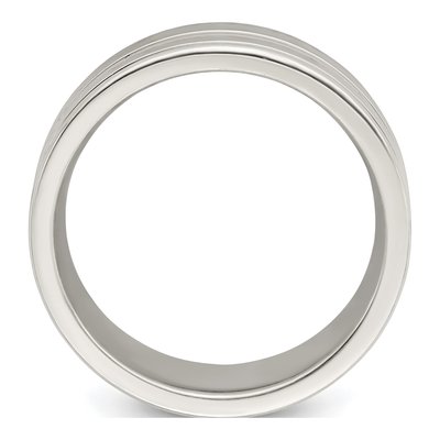 Sterling Silver 8mm Flat Grooved Wedding Band – view 3