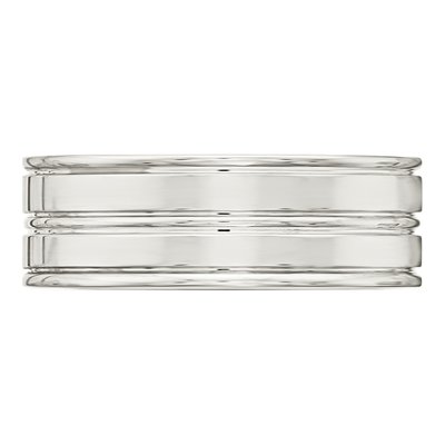 Sterling Silver 8mm Flat Grooved Wedding Band – view 4