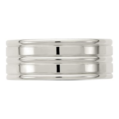 Sterling Silver 8mm Flat Grooved Wedding Band – view 5
