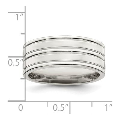 Sterling Silver 8mm Flat Grooved Wedding Band – view 6