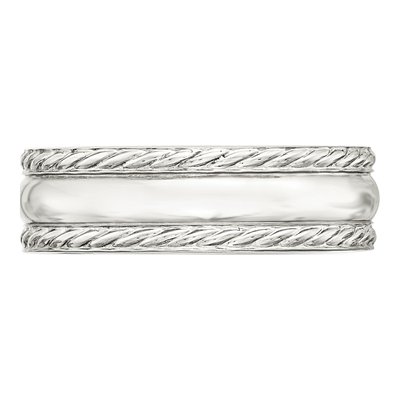 Sterling Silver 6mm Domed Rope Edge Wedding Band – view 4