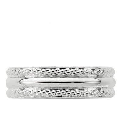 Sterling Silver 6mm Domed Rope Edge Wedding Band – view 5