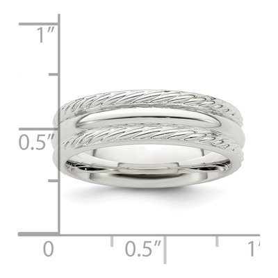 Sterling Silver 6mm Domed Rope Edge Wedding Band – view 6