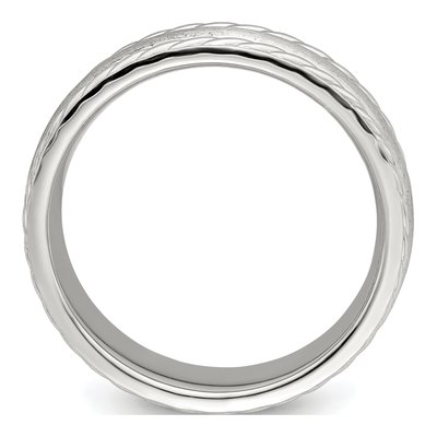 Sterling Silver Brushed Rope Edge Band, Size 7 – view 3