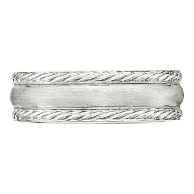 Sterling Silver Brushed Rope Edge Band, Size 7 – view 4