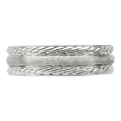 Sterling Silver Brushed Rope Edge Band, Size 7 – view 5