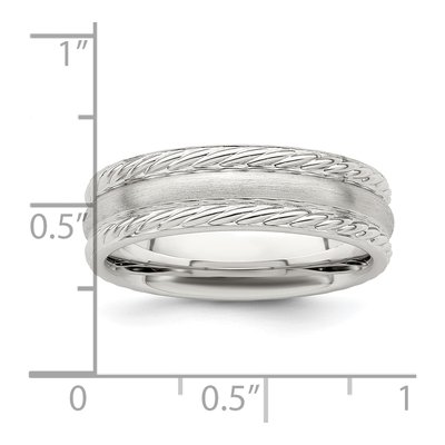 Sterling Silver Brushed Rope Edge Band, Size 7 – view 6