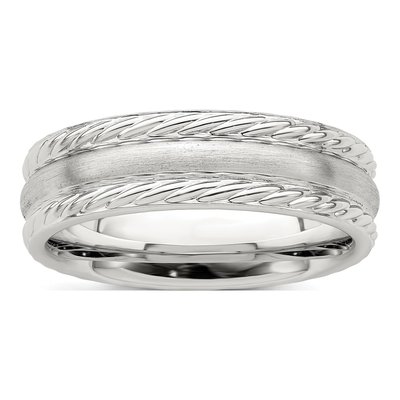 Sterling Silver 6mm Rope Edge Wedding Band