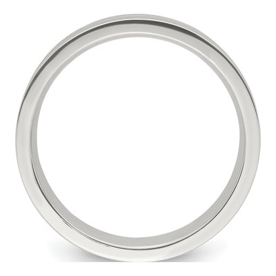 Sterling Silver 6mm Grooved Flat Wedding Band – view 3