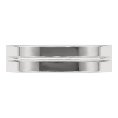 Sterling Silver 6mm Grooved Flat Wedding Band – view 5