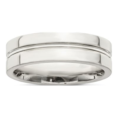 Sterling Silver 6mm Grooved Flat Wedding Band