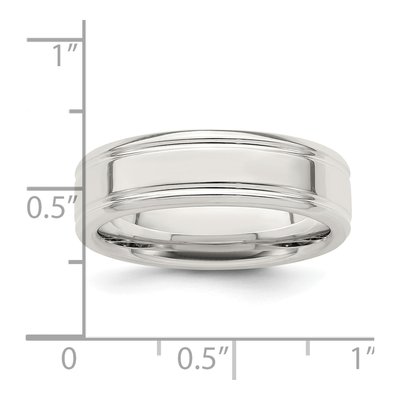Sterling Silver 6mm Flat Grooved Wedding Band – view 6