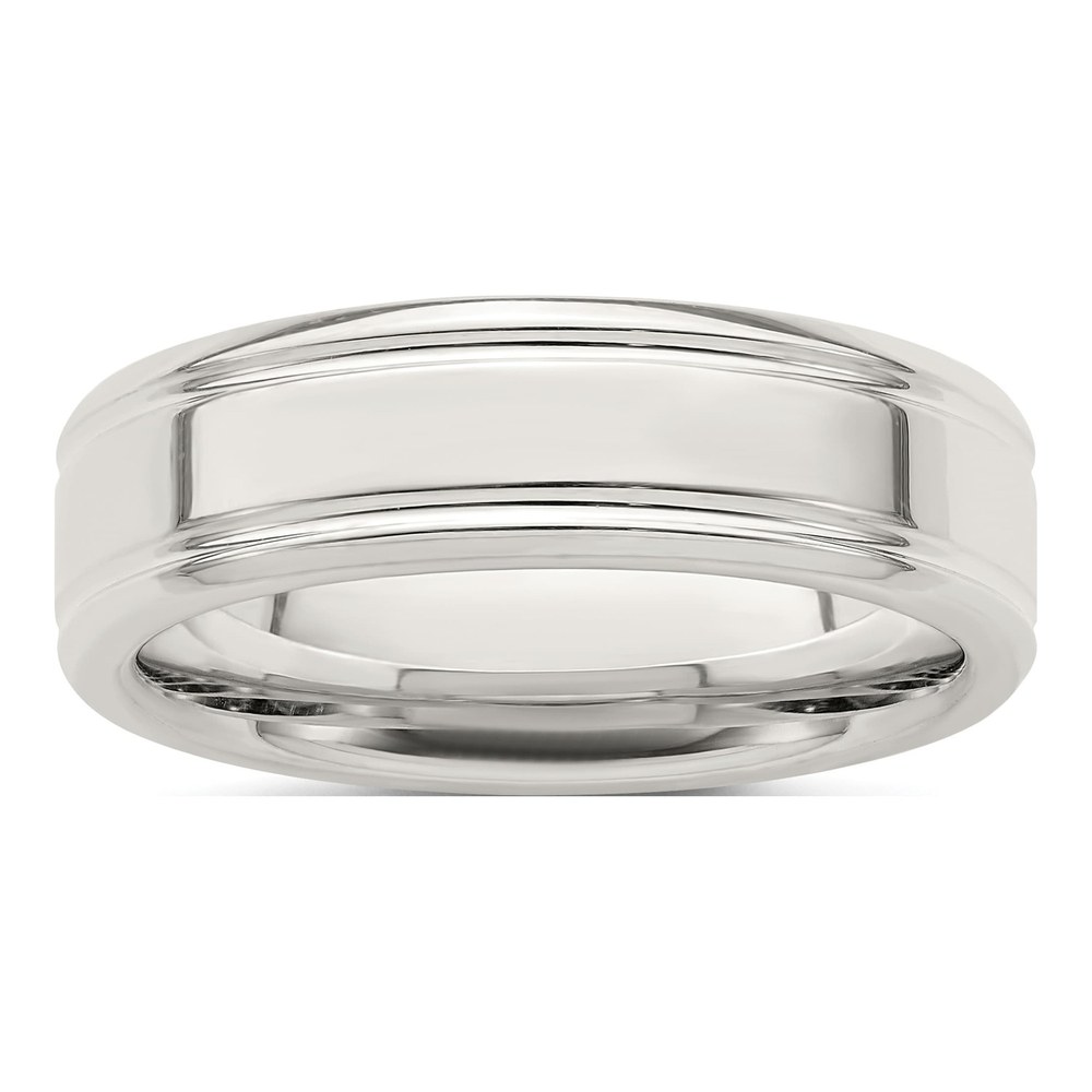 Sterling Silver 6mm Flat Grooved Wedding Band