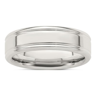 Sterling Silver 6mm Flat Grooved Wedding Band