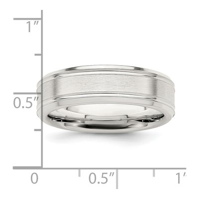 Sterling Silver 6mm Grooved Wedding Band – view 6