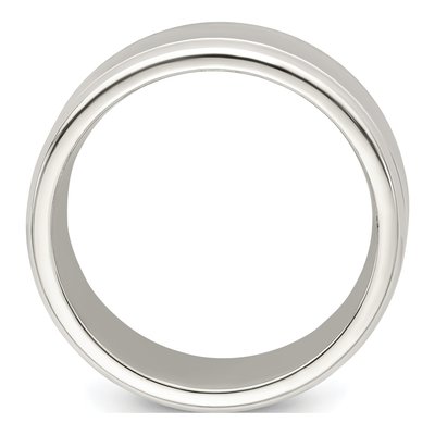 Sterling Silver 8mm Flat Beveled Wedding Band – view 3