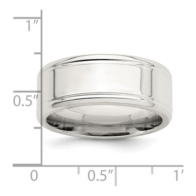 Sterling Silver 8mm Flat Beveled Wedding Band – view 6