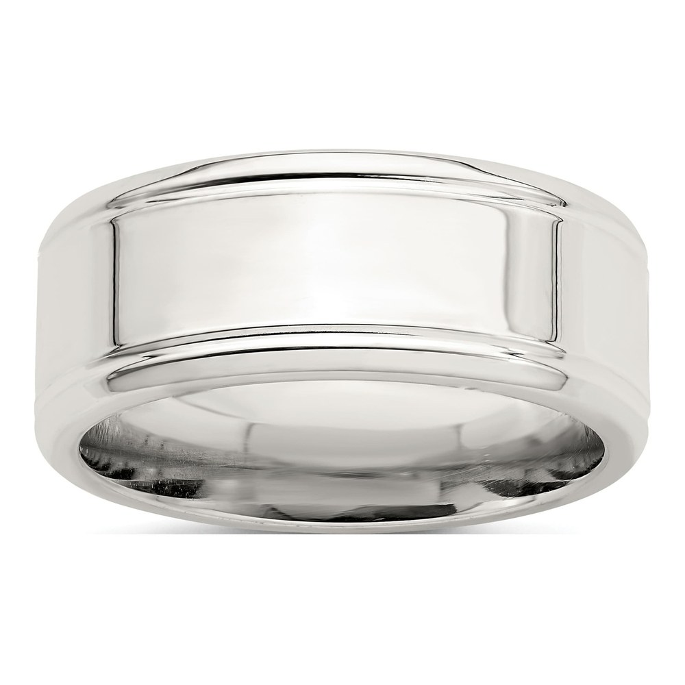 Sterling Silver 8mm Flat Beveled Wedding Band